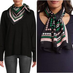 NWT Kate Spade New York Dot & Stripe Silk Scarf